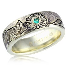 Mountain Flower Mokume Wedding Band