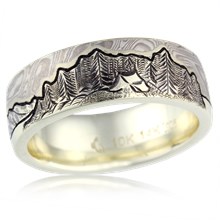 Mountain Camper Mokume Wedding Band