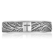Tree Of Life Cross Wedding Band - top view