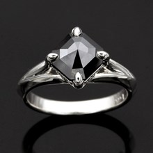Asscher Cut Black Diamond Engagement Ring - top view