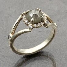 10K Green Gold Raw Claw Engagement Ring