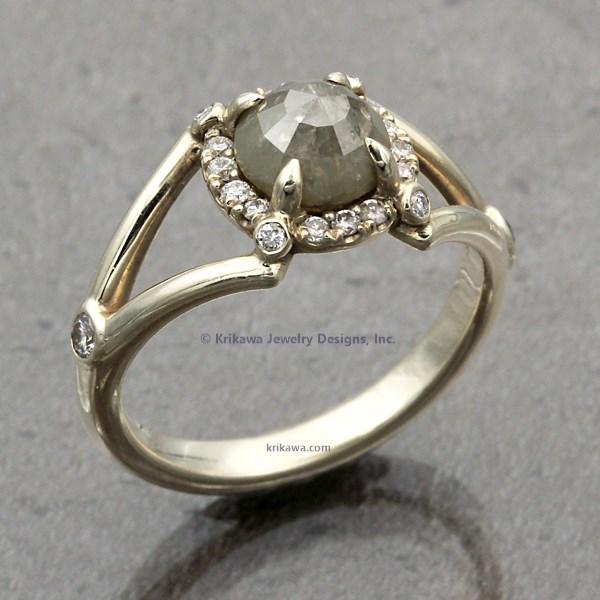 10K Green Gold Raw Claw Engagement Ring