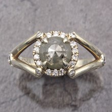10K Green Gold Raw Claw Engagement Ring - top view