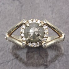 10K Green Gold Raw Claw Engagement Ring - top view