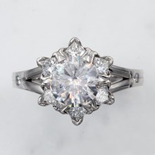 Snowflake Engagement Ring In Palladium - top view