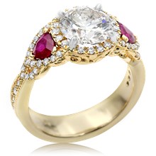 Vintage Old World Engagement Ring With Ruby Accents