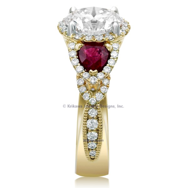 Vintage Old World Engagement Ring With Ruby Accents