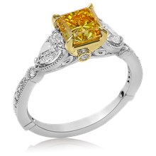 Vintage Three Stone Engagement Ring With Curls