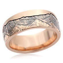 Mountain Beach Wedding Band - top view