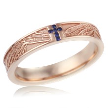 Tree Of Life Cross Wedding Band With Stones