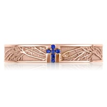 Tree Of Life Cross Wedding Band With Stones - top view