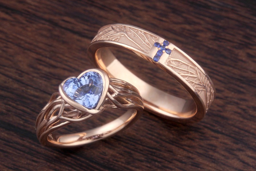 Tree Of Life Cross Wedding Band With Stones