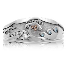 Palm Tree Diamond Beach Wedding Band - top view