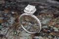 Secret Halo Engagement Ring with a 1.56ct Asscher Cut Diamond

