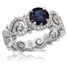 Carved Infinity Pave Engagement Ring With Alexandrite