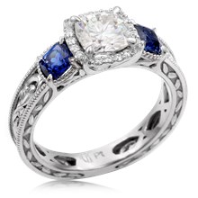 
Vintage Three Stone Scrollwork Engagement Ring