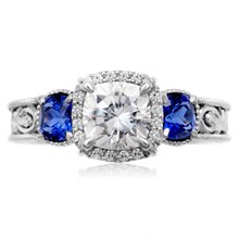 
Vintage Three Stone Scrollwork Engagement Ring - top view