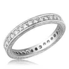 Hand Engraved Diamond Wedding Band - top view