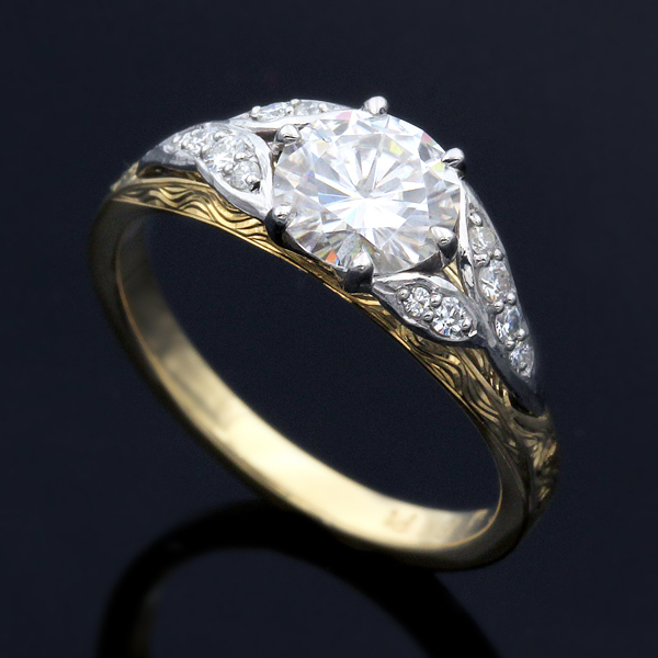 Vintage Leaf Engagement Ring