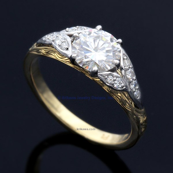 

Vintage Leaf Engagement Ring