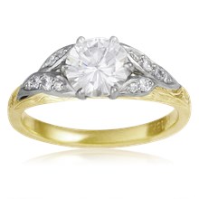 Vintage Leaf Engagement Ring - top view