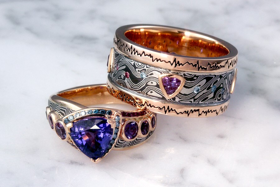 Mokume Galaxy Kiss Engagement Ring