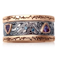 Wave Form Mokume Wedding Band - top view