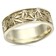Pot Leaf Wedding Band