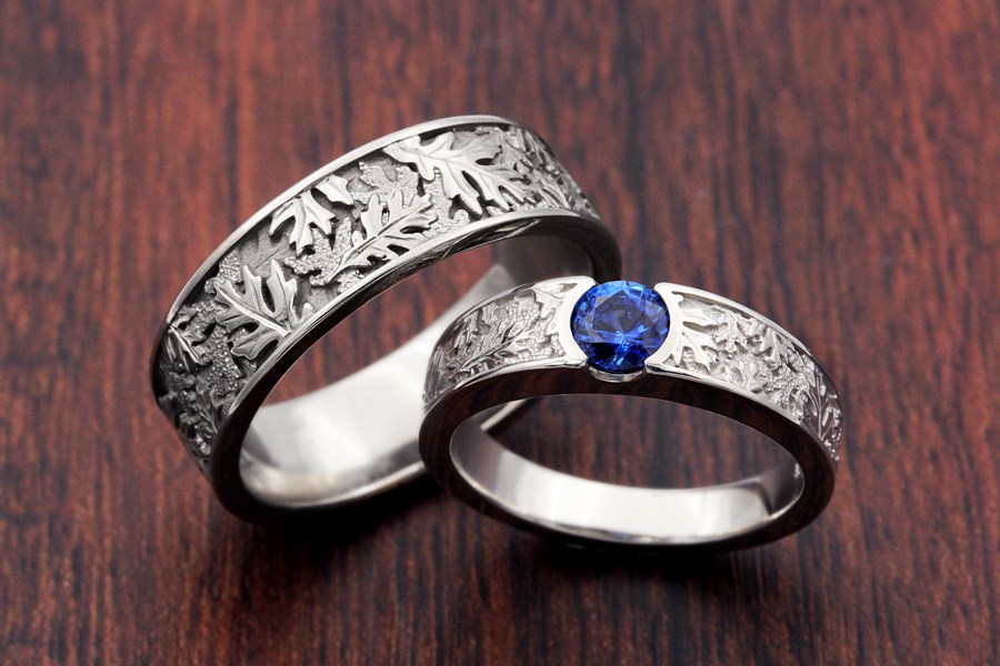 Flush Oak Leaf Engagement Ring