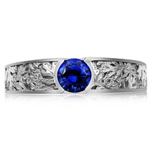 Flush Set Oak Leaf Engagement Ring - top view