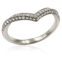 Contoured Vintage Style Bead Set Wedding Band