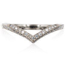 Contoured Vintage Style Bead Set Wedding Band - top view