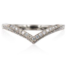 Contoured Vintage Style Bead Set Wedding Band - top view