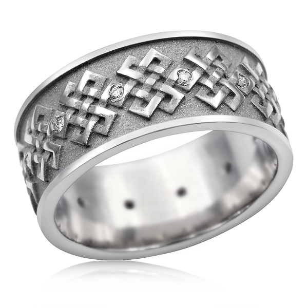 Tibetan Knot Eternity Band With Diamonds