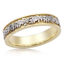 
Two Tone Narrow Oak Leaf Wedding Band