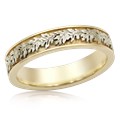 A wreath of oak leaves wraps your finger with this petite nature wedding band.