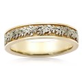 A wreath of oak leaves wraps your finger with this petite nature wedding band.
