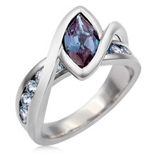 
River Twist Engagement Ring With Alexandrite And Spinel