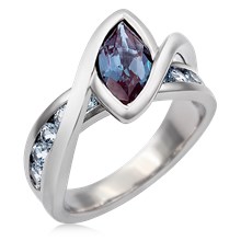 
River Twist Engagement Ring With Alexandrite And Spinel
