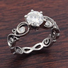 Contemporary Infinity Engagement Ring With Millegrain