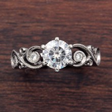 Contemporary Infinity Engagement Ring With Millegrain - top view