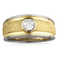 Crosshatched Men's Diamond Ring - top view