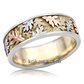 Tricolor Oak Leaf Wedding Band
