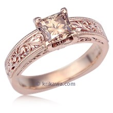 Vintage Scrollwork Solitaire Engagement Ring In Rose Gold