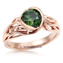 Embracing Tree Branch Bezel Engagement Ring With Green Diamond