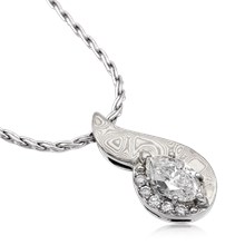 Mokume Marquise Diamond Pendant