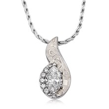 Mokume Marquise Diamond Pendant - top view