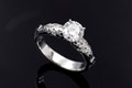 Oak Leaf Engagement Ring in Platinum