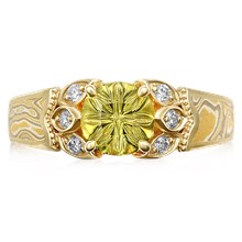 Vintage Leaf Mokume Engagement Ring - top view