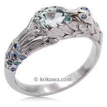Hummingbird Engagement Ring With Blue Diamond Accents